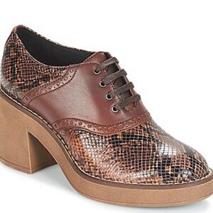 Geox Respira Adrya Leather Block Heel Lace Up Shoe - US 6.5